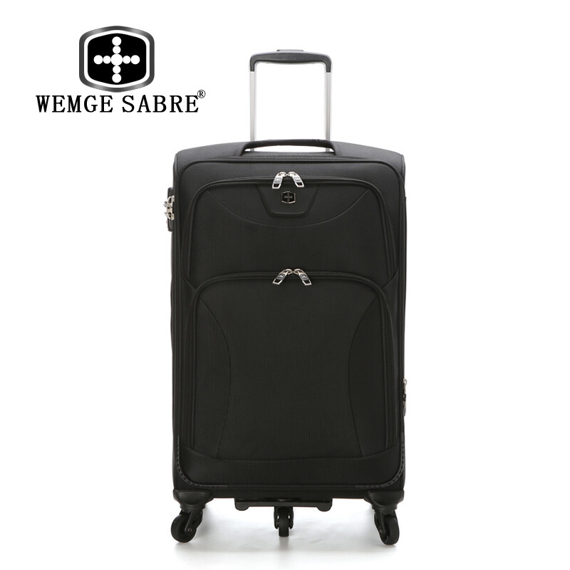 WEMGE SABRE拉桿箱耐磨萬向輪商務(wù)休閑旅行箱包托運(yùn)箱行李箱男女拉桿箱26寸軟箱 黑色 20寸